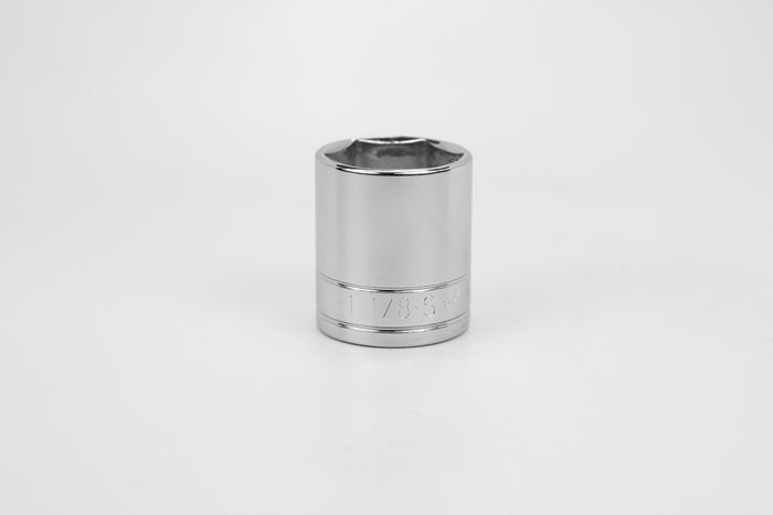 1-1/8" 1/2" Drive 6 Point Fractional Standard Chrome Socket