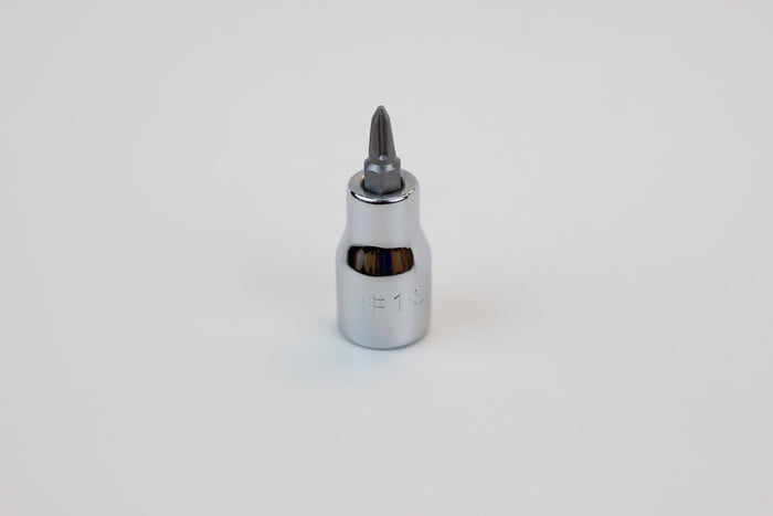 #1 3/8" Drive Phillips Screwdriver Chrome Bit Socket