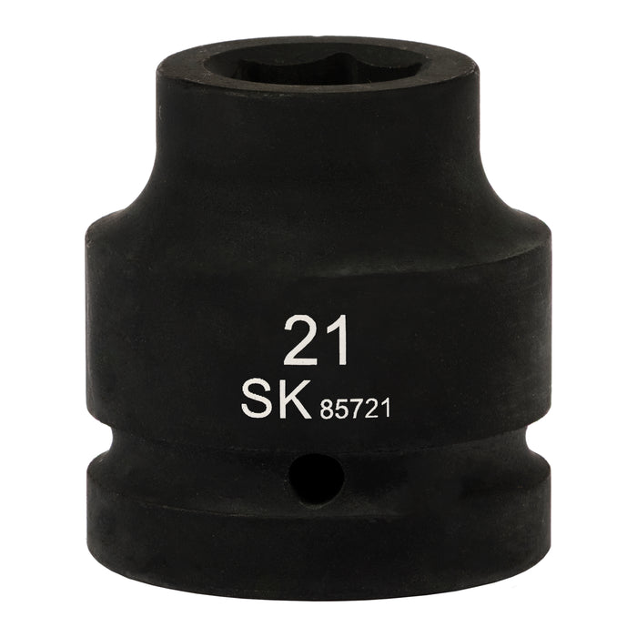 SK85721 - 1" Drive, 6 Point, Shallow Metric Impact Socket, 21mm