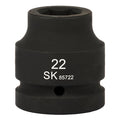 SK85722 - 1" Drive, 6 Point, Shallow Metric Impact Socket, 22mm