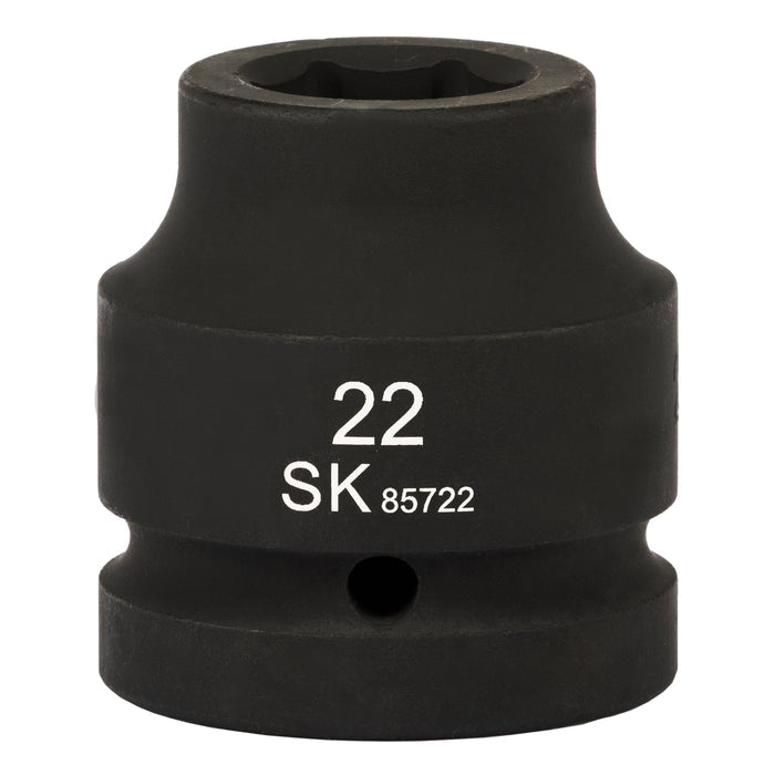 SK85722 - 1" Drive, 6 Point, Shallow Metric Impact Socket, 22mm
