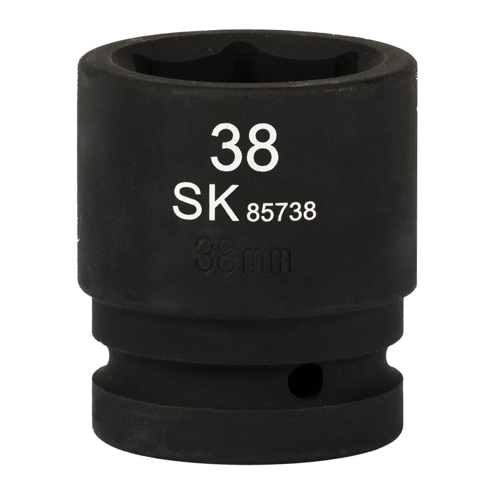 SK85738 - 1" Drive, 6 Point, Shallow Metric Impact Socket, 38mm
