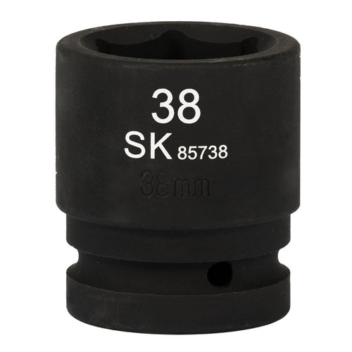 SK85738 - 1" Drive, 6 Point, Shallow Metric Impact Socket, 38mm