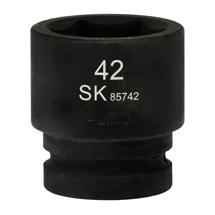 SK85742 - 1" Drive, 6 Point, Shallow Metric Impact Socket, 42mm