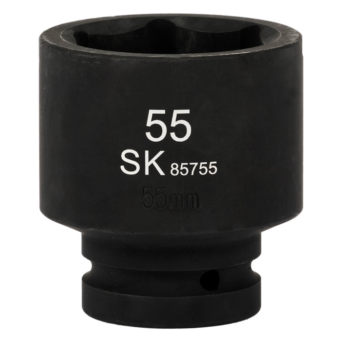 SK85755 - 1" Drive, 6 Point, Shallow Metric Impact Socket, 55mm
