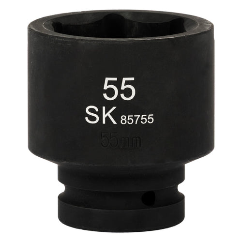 SK85755 - 1" Drive, 6 Point, Shallow Metric Impact Socket, 55mm