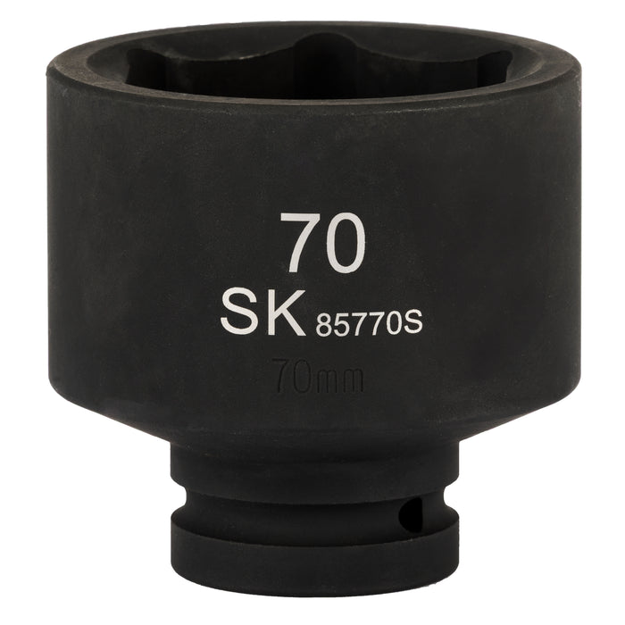SK85770S - 1" Drive, 6 Point, Shallow Metric Impact Socket, 70mm