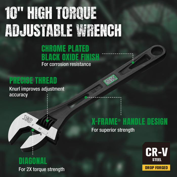 SK01213 - 10" Efficient Adjustable Wrench View 2