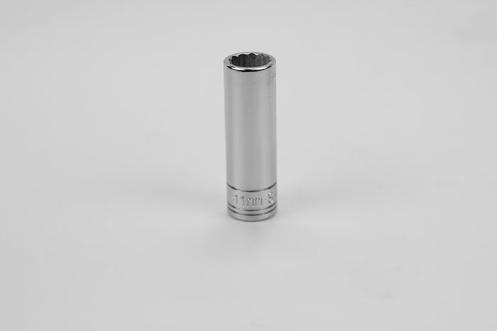 11 mm 1/4" Drive 12 Point Metric Deep Chrome Socket