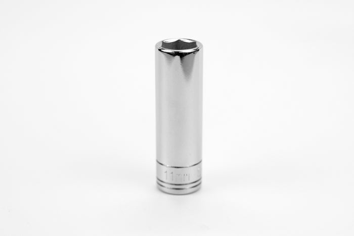 11 mm 1/4" Drive 6 Point Metric Deep Chrome Socket