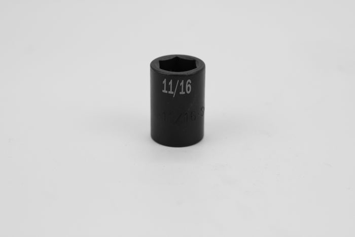 11/16" 1/2" Drive 6 Point Standard Fractional Impact Socket