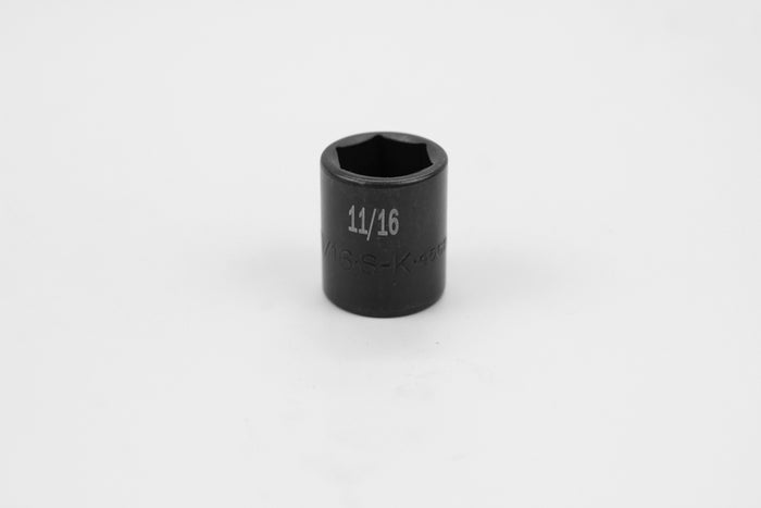 11/16" 3/8" Drive 6 Point Standard Fractional Impact Socket