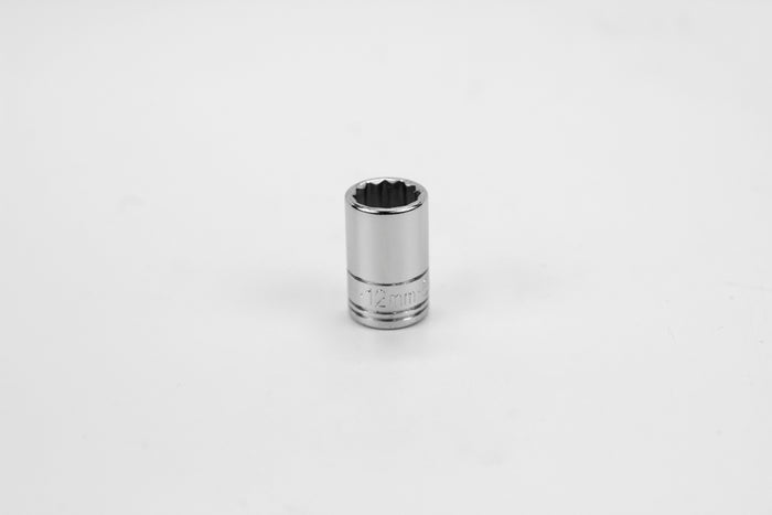 12 mm 3/8" Drive 12 Point Metric Standard Chrome Socket