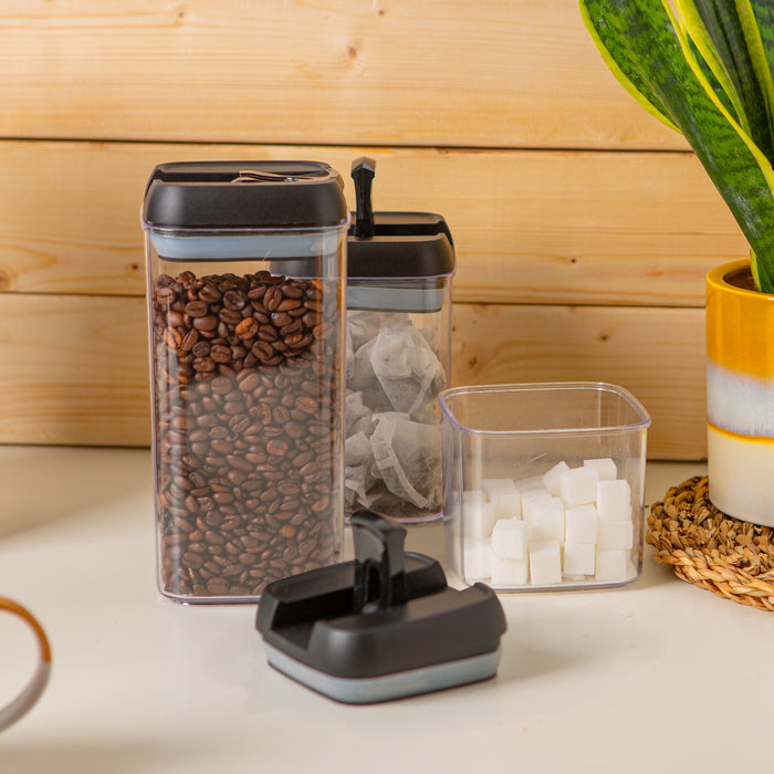 1.2L Black Lid Airtight Flip-Lock Plastic Food Storage Container