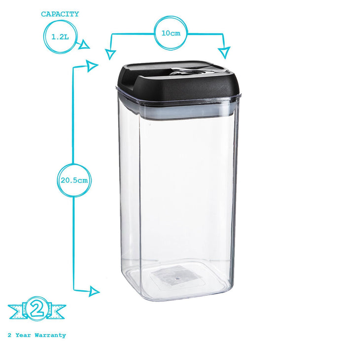 1.2L Grey Lid Airtight Flip-Lock Plastic Food Storage Container
