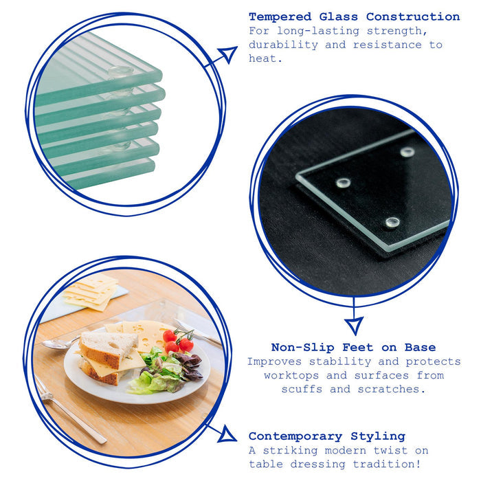 12pc 40cm x 30cm White Glass Placemats & Coasters Set