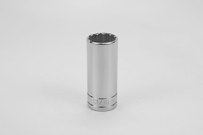 13/16" 3/8" Drive 12 Point Fractional Deep Chrome Socket