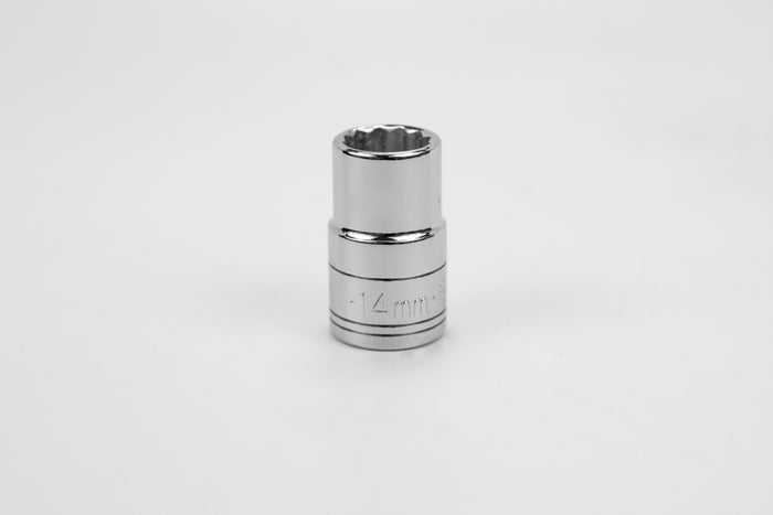14 mm 1/2" Drive 12 Point Metric Standard Chrome Socket