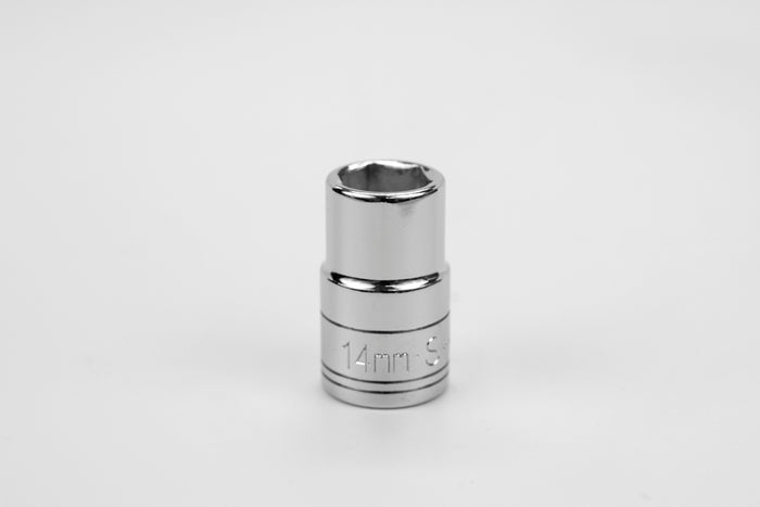 14 mm 1/2" Drive 6 Point Metric Standard Chrome Socket