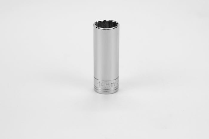 14 mm 1/4" Drive 12 Point Metric Deep Chrome Socket