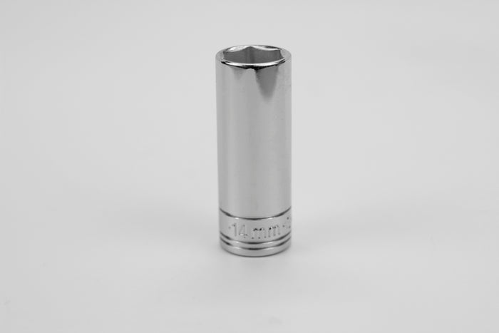 14 mm 1/4" Drive 6 Point Metric Deep Chrome Socket