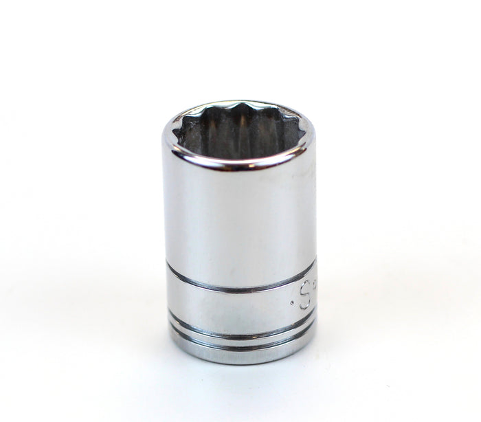 15 mm 3/8" Drive 12 Point Metric Standard Chrome Socket