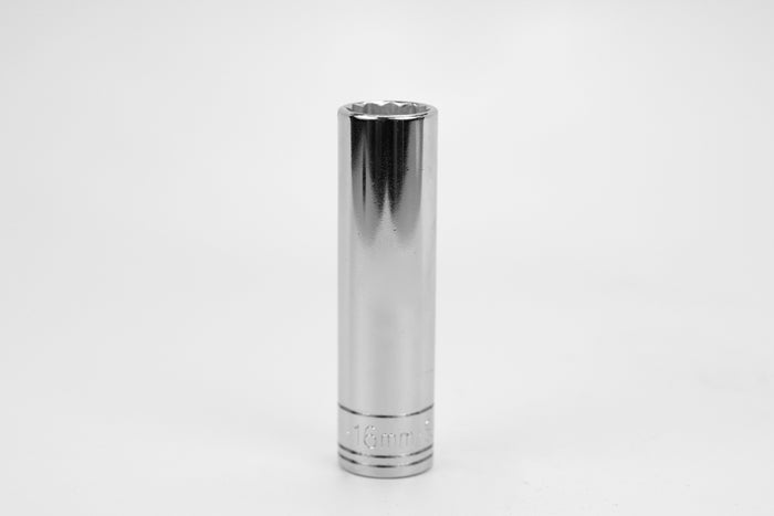 16 mm 1/2" Drive 12 Point Metric Deep Chrome Socket
