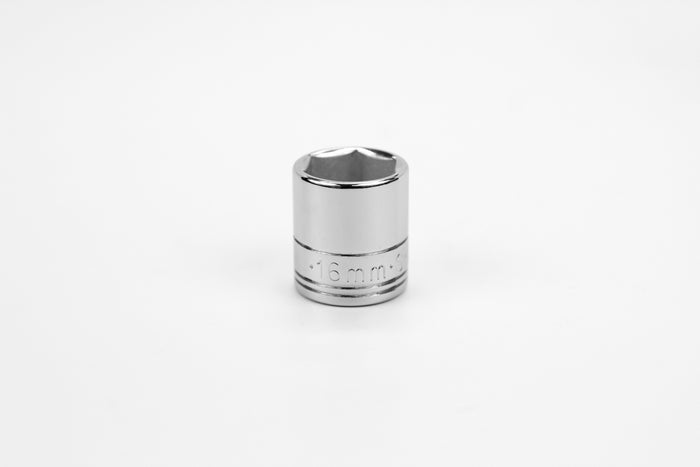 16 mm 1/4" Drive 6 Point Metric Standard Chrome Socket