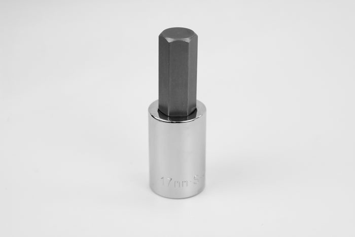 17 mm 1/2" Drive Hex Chrome Bit Socket