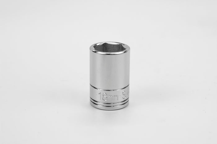 18 mm 1/2" Drive 6 Point Metric Standard Chrome Socket