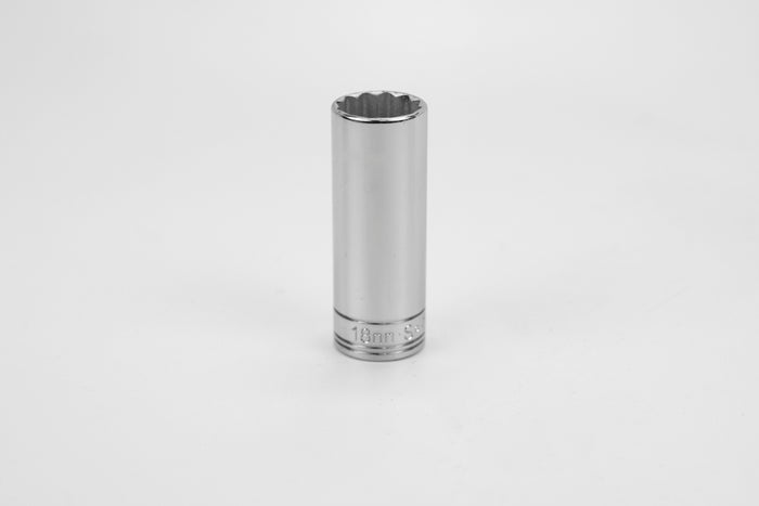 18 mm 3/8" Drive 12 Point Metric Deep Chrome Socket