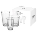 18 Piece Ribbed Glass Tumbler Set - 3 Sizes - Clear