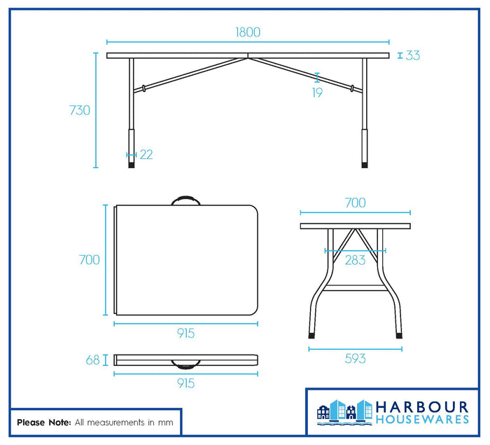 180cm (6ft) Folding Table & Bench Set