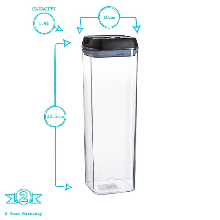 1.9L Grey Lid Airtight Flip-Lock Plastic Food Storage Container