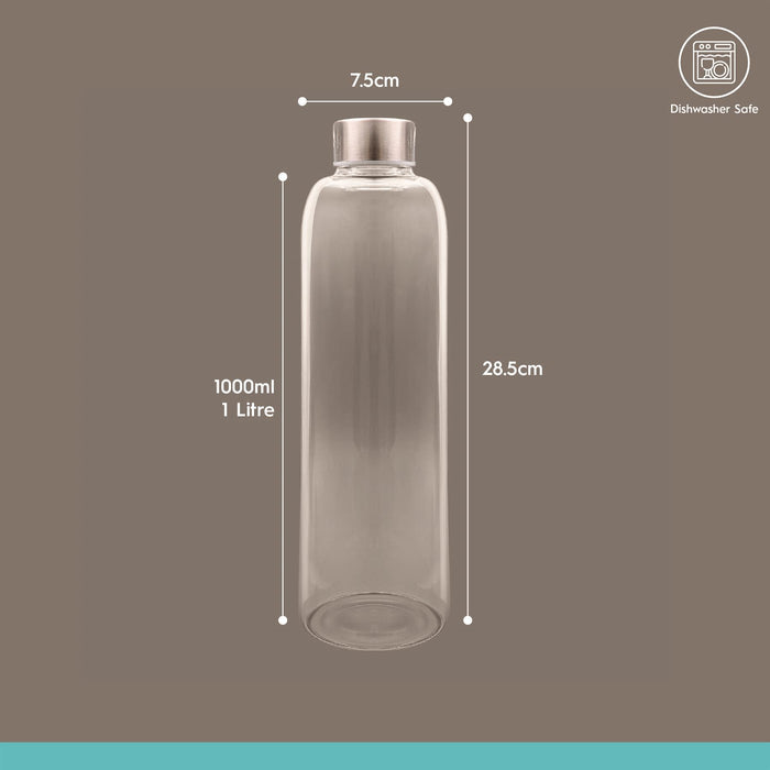 2 Piece 1L Glass Water Bottles Set