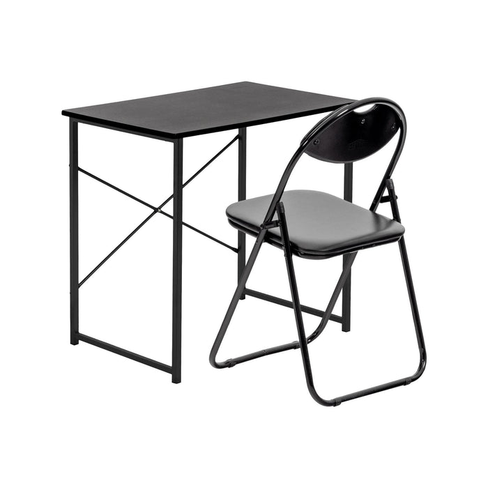 2-Piece Industrial Office Desk & Chair Set - All Black