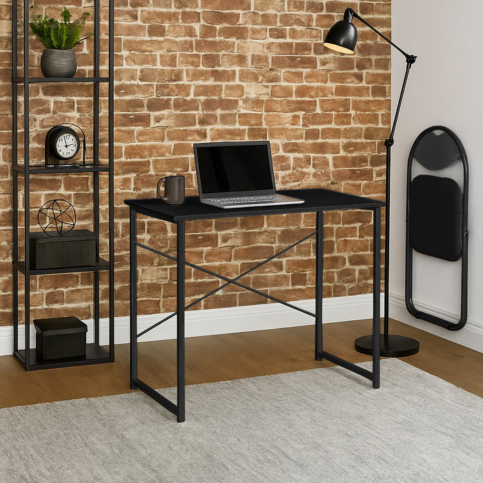 2-Piece Industrial Office Desk & Chair Set - All Black
