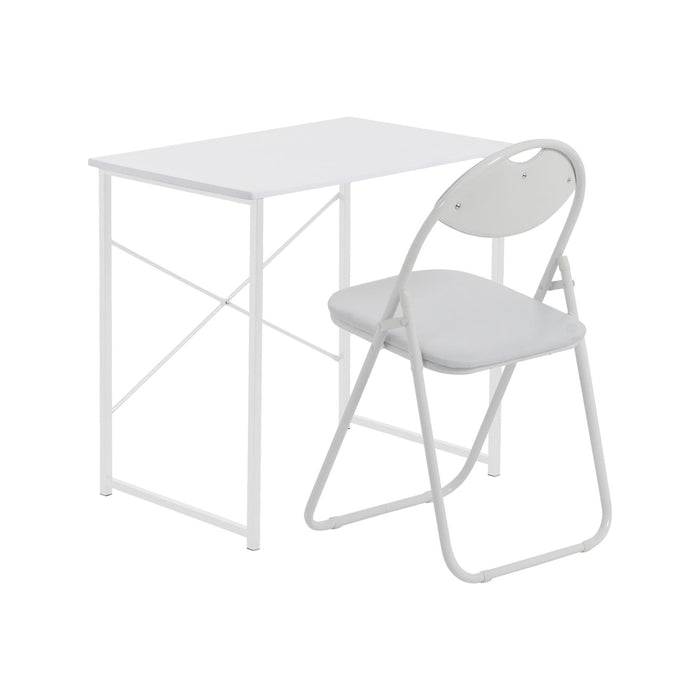 2-Piece Industrial Office Desk & Chair Set - All White