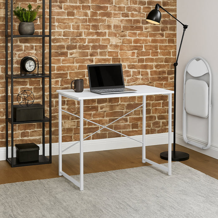 2-Piece Industrial Office Desk & Chair Set - All White