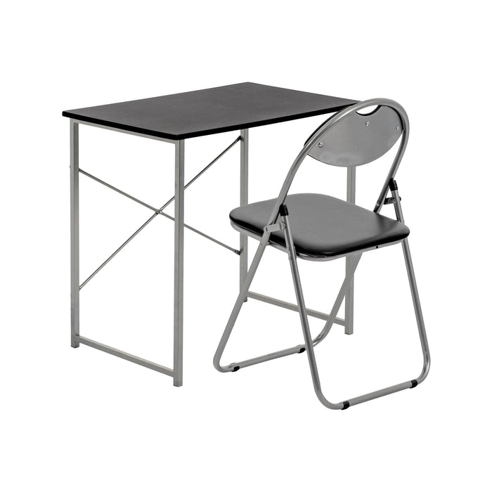 2-Piece Industrial Office Desk & Chair Set - Black