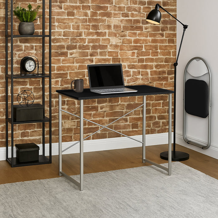 2-Piece Industrial Office Desk & Chair Set - Black