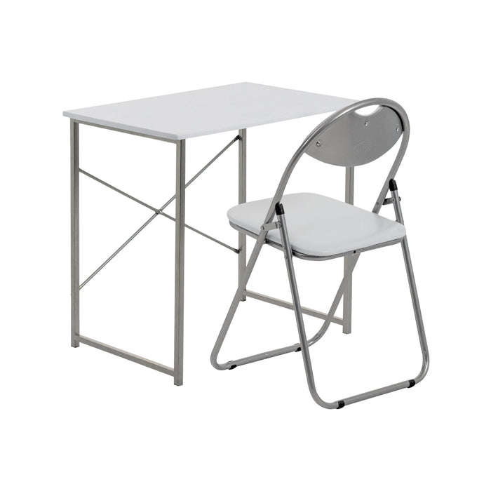 2-Piece Industrial Office Desk & Chair Set - White