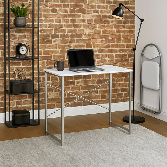 2-Piece Industrial Office Desk & Chair Set - White