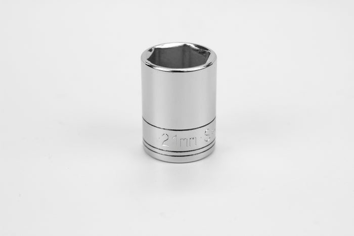 21 mm 1/2" Drive 6 Point Metric Standard Chrome Socket
