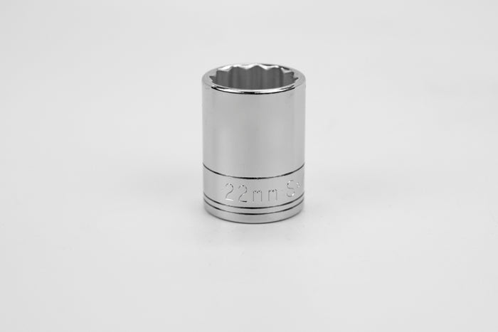 22 mm 1/2" Drive 12 Point Metric Standard Chrome Socket