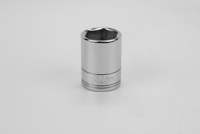 22 mm 1/2" Drive 6 Point Metric Standard Chrome Socket