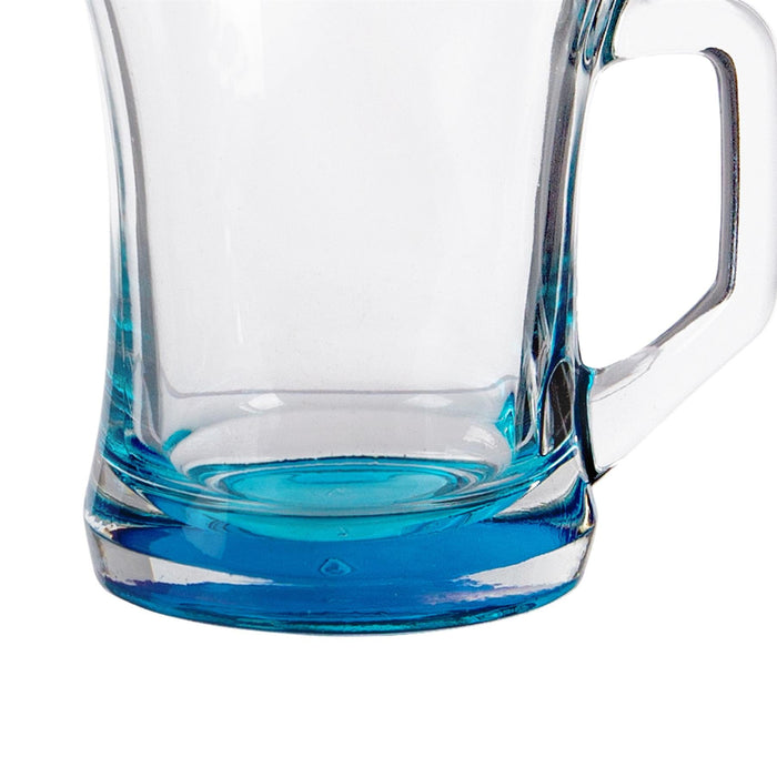 225ml Zen+ Coloured Base Glass Coffee Mugs - Pack of Six