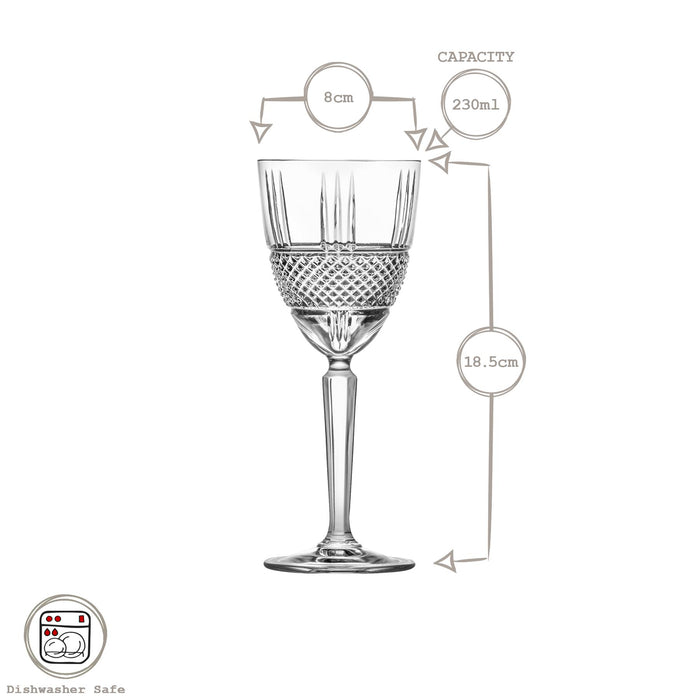 230ml Crystal Wine Glasses - Pack of Six