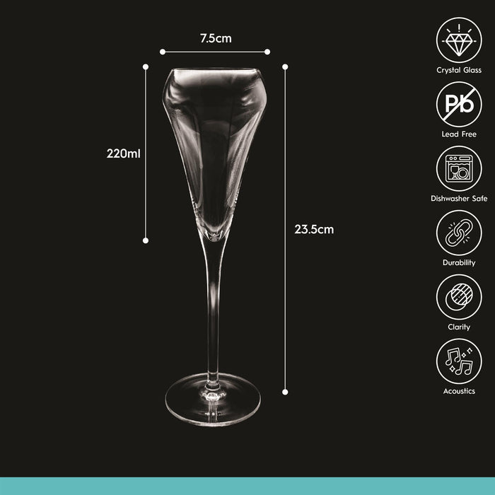 230ml Hoxton Crystal Champagne Flutes - Pack of 6