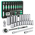 SK01302-216P - 24 Piece 1/4" Drive, 6 Point, Shallow & Deep, SAE Chrome Socket Set with 216-Position Ratchet